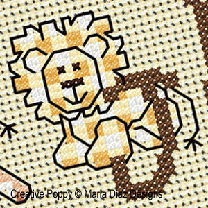 Sepia Baby Jungle Alphabet, designed by Maria Diaz - Cross stitch pattern chart (zoom 2)