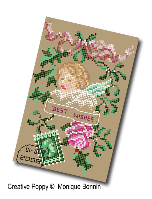Monique Bonnin - Vintage Postards and greeting cards - Best Wishes (cross stitch chart)