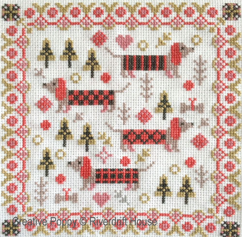 Riverdrift House - Mini Long Dogs (cross stitch chart)