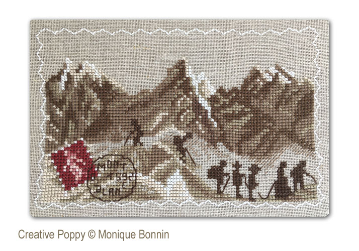 Greetings from Mont Blanc Glacier - Vintage Postcard cross stitch pattern by Monique Bonnin