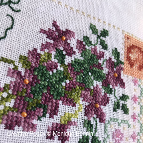 Sweet Violets (With Love) cross stitch pattern by Monique Bonnin, zoom 1