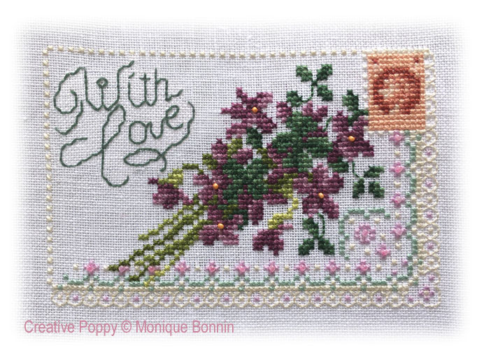 Sweet Violets (With Love) cross stitch pattern by Monique Bonnin