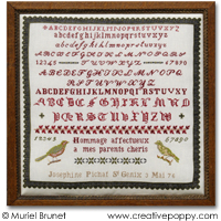Josephine - Reproduction sampler - charted by Muriel Berceville