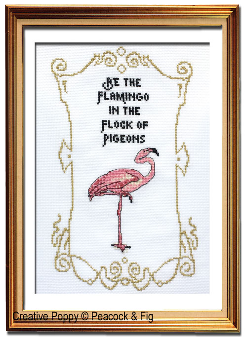 <b>Be the Flamingo</b><br>cross stitch pattern<br>by <b>Peacock & Fig</b>