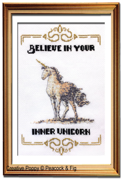 <b>Inner Unicorn</b><br>cross stitch pattern<br>by <b>Peacock & Fig</b>