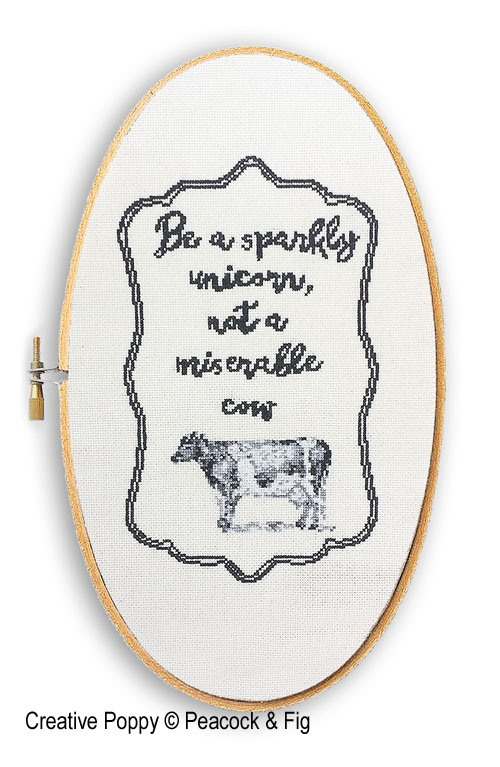 <b>Miserable Cow</b><br>cross stitch pattern<br>by <b>Peacock & Fig</b>