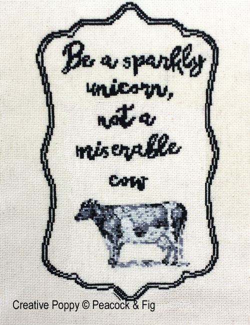 Miserable Cow cross stitch pattern by Peacock & Fig