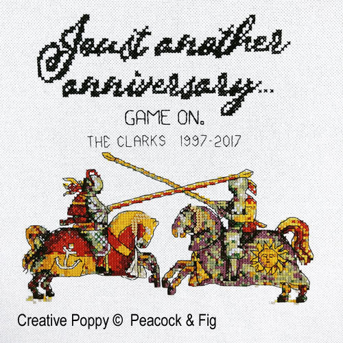 <b>Joust another Anniversary</b><br>cross stitch pattern<br>by <b>Peacock & Fig</b>