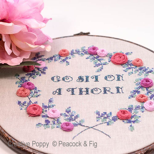 Sit on a Thorn cross stitch pattern by Peacock & Fig