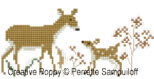 Mother and baby animals, Winter (large) - cross stitch pattern - by Perrette Samouiloff (zoom 1)