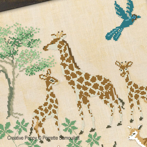 Cross stitch patterns featuring animals and designed by Perrette Samouiloff 