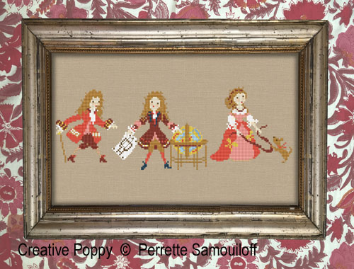 Life at the court I - 17th century cross stitch pattern by Perrette Samouiloff