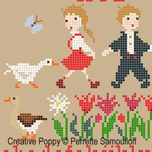 Cheeky Geese cross stitch pattern by Perrette Samouiloff, zoom3