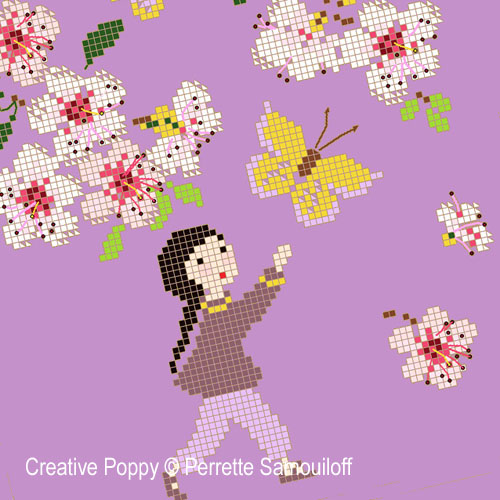 Perrette Samouiloff - Cherry Blossom zoom 4 (cross stitch chart)
