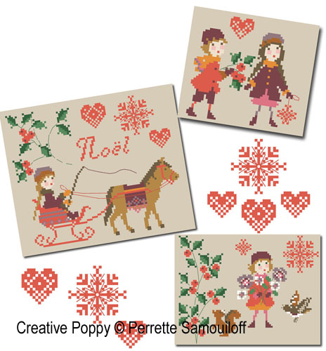 <b>Children's Christmas - 3 motifs</b><br>cross stitch pattern<br>by <b>Perrette Samouiloff</b>