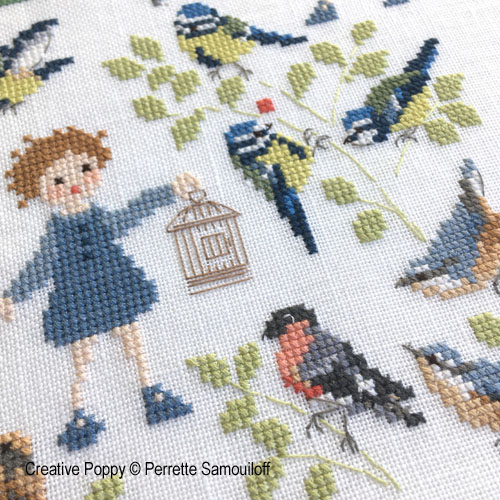 Garden Birds, cross stitch pattern by Perrette Samouiloff