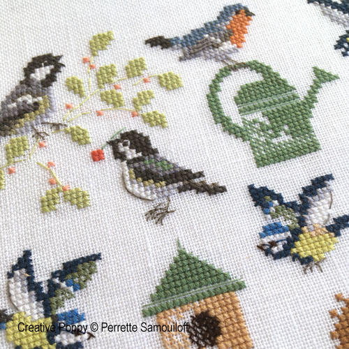 Birds in the garden, cross stitch pattern by Perrette Samouiloff