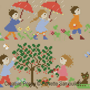 Happy Childhood - Spring (large) - cross stitch pattern - by Perrette Samouiloff (zoom 2)
