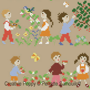 Happy Childhood - Spring (large) - cross stitch pattern - by Perrette Samouiloff (zoom 3)