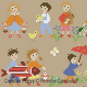 Happy Childhood - Spring (large) - cross stitch pattern - by Perrette Samouiloff (zoom 4)