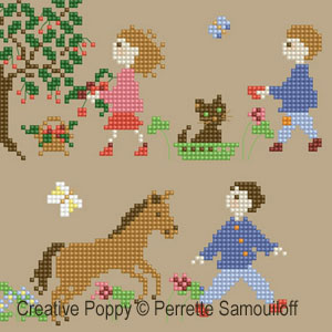 Happy Childhood - Spring (large) - cross stitch pattern - by Perrette Samouiloff (zoom 5)
