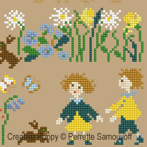 Little chicks (large pattern) - cross stitch pattern - by Perrette Samouiloff (zoom 4)