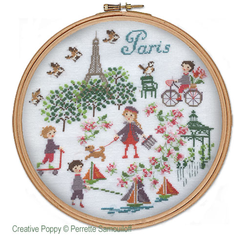 Paris - Jardin du Luxembourg, cross stitch pattern by Perrette Samouiloff