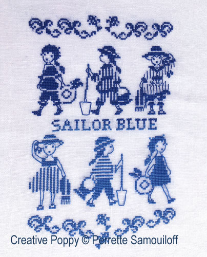 Sailor Blue (Girl's Beach Fashion, then and now) cross stitch pattern by Perrette Samouiloff