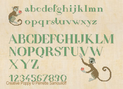 Savannah baby animals - mini motifs and alphabet, cross stitch pattern by Perrette Samouiloff, zoom 1