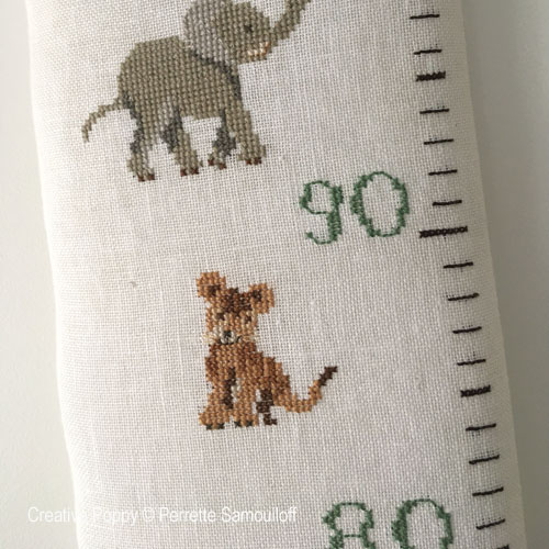 Savannah Baby Animals - Nursery Height Chart, cross stitch pattern by Perrette Samouiloff, zoom 1