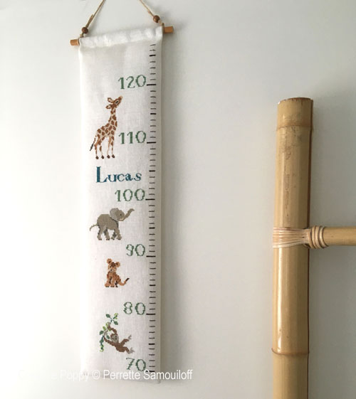 Savannah Baby Animals - Nursery Height Chart, cross stitch pattern by Perrette Samouiloff