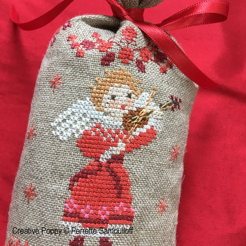 Perrette Samouiloff - Small Christmas Gift Bags - Angel, Hearts, Jacquard motifs, zoom 1 (Cross stitch chart)