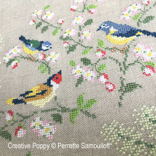 Spring Birds, cross stitch pattern by Perrette Samouiloff (zoom)