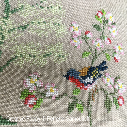 Spring Birds cross stitch pattern by Perrette Samouillof, zoom 1
