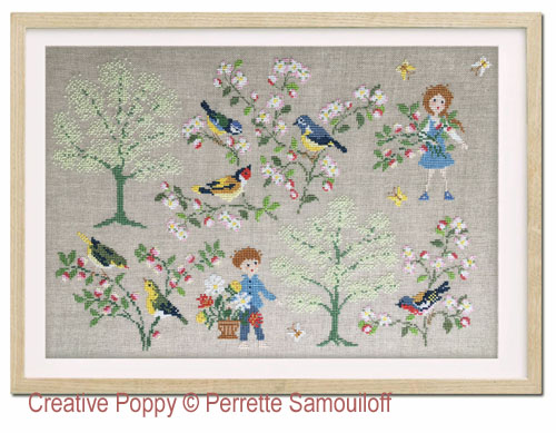 Spring Birds cross stitch pattern by Perrette Samouillof