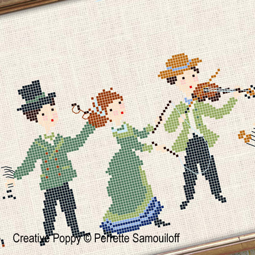 Perette Samouiloff : Walk in the park - 1900s Fashion (cross stitch pattern)(zoom)