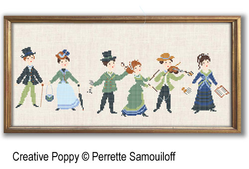 Perrette Samouiloff - Walk in the park - 1900s zoom 4 (cross stitch chart)