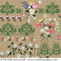 Thousand-flowers Borders - cross stitch pattern - by Perrette Samouiloff (zoom 1)