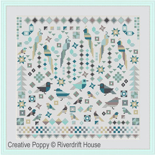 Riverdrift House - Birds - Patchwork style (cross stitch chart)