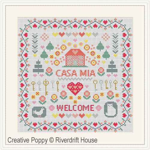 Riverdrift House - Casa mia - Welcome zoom 3 (cross stitch chart)