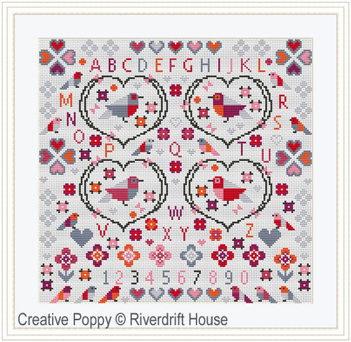 Riverdrift House - Four Little Birds&#039; Nests (cross stitch chart)