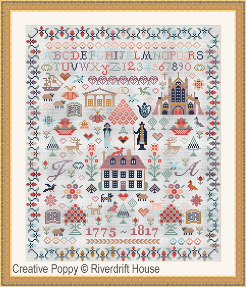 <b>Jane Austen Sampler</b><br>cross stitch pattern<br>by <b>Riverdrift House</b>