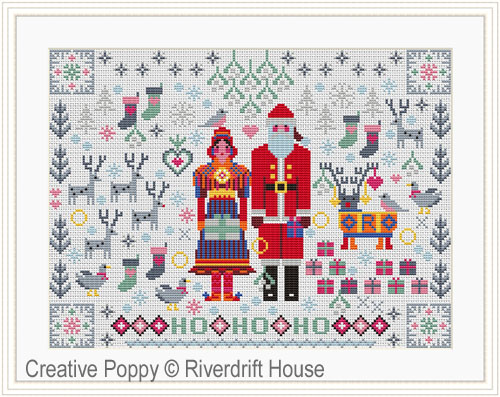 Riverdrift House - Santa & Mrs Claus Folkies zoom 4 (cross stitch chart)