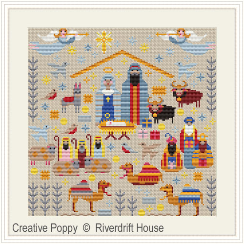 Christmas Nativity Sampler cross stitch pattern by Riverdrift House