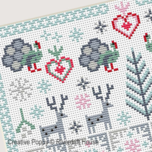 Christmas Turkeys cross stitch pattern by Riverdrift House, zoom 1