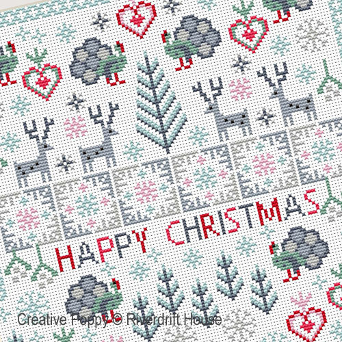Riverdrift House - Christmas Turkeys zoom 3 (cross stitch chart)