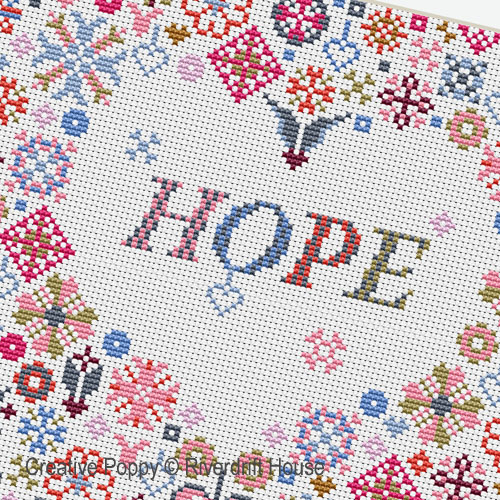 Riverdrift House - Love Heart  (and Hope variation) zoom 2 (cross stitch chart)
