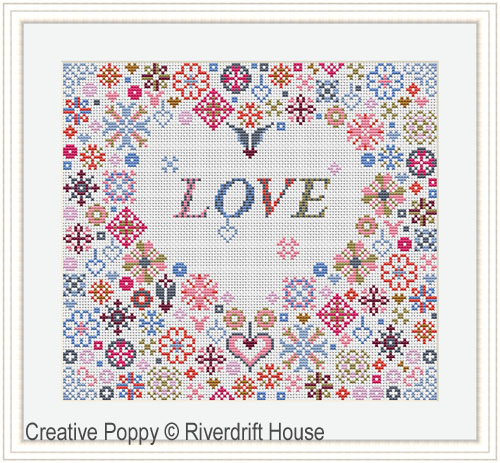 Riverdrift House - Love Heart  (and Hope variation) zoom 3 (cross stitch chart)