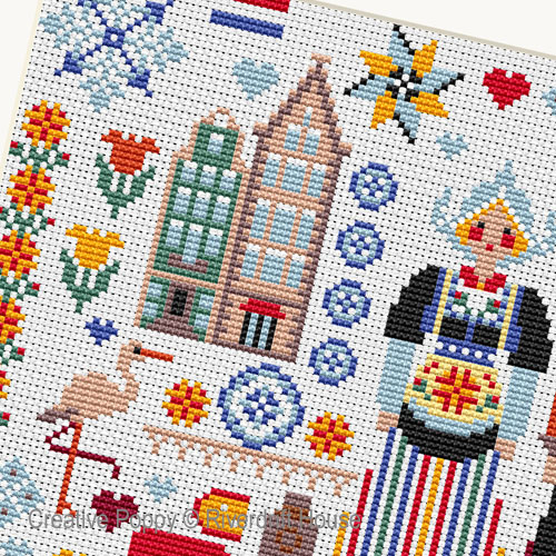 Riverdrift House - Dutch Folkies zoom 2 (cross stitch chart)