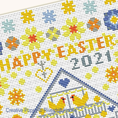Riverdrift House - Happy Easter zoom 3 (cross stitch chart)